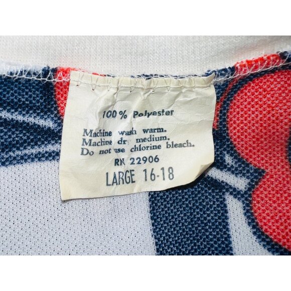 Vintage Sleeveless Floral Pattern Womens Tank L(16-18)  Red & Navy - Picture 3 of 3